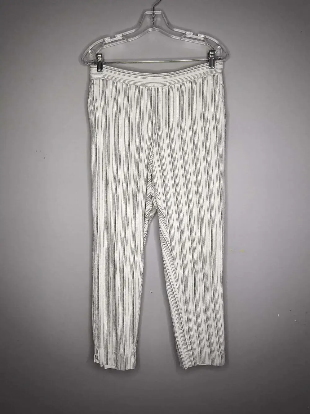 Banana Republic White Pull On Striped Linen Blend Straight Pants Size 6 Hayden